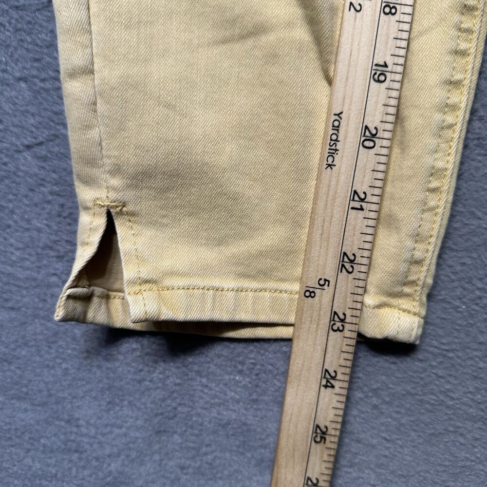 Cosmic Blue Love Womens 32 Jeans Beige Straight Crop Stretch Slit Hem EUC - Picture 9 of 10